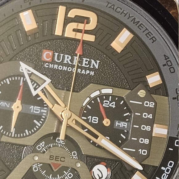 CURREN Chronograph Men’s Watch – Black & Gold Sport Style - Picture 5 of 16